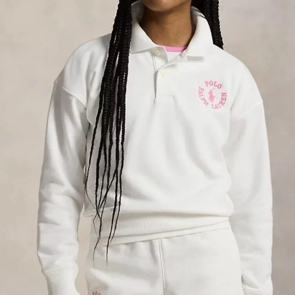 Kids! NWOT Ralph Lauren WHITE Sweatshirt with Pink Logo